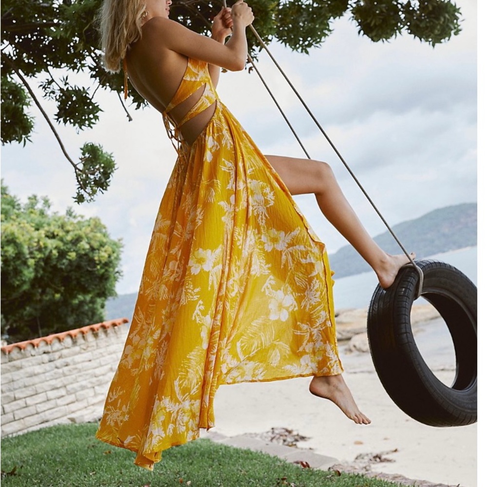 Free People Lille Maxi Dress Size XS Hawaii Honey Combo